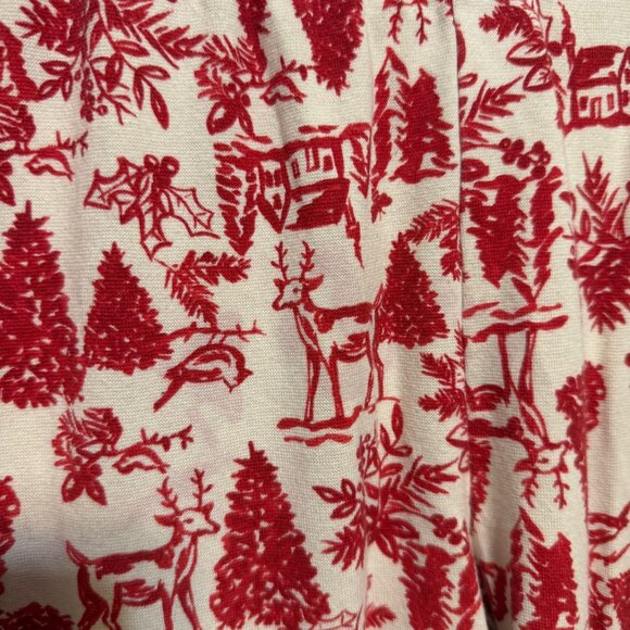 Burts Bees Baby Holiday Print Pajama Pants Red/White S Reindeer Christmas Tree - Picture 2 of 5